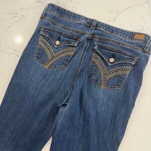 Seven7 Womens 16 Bootcut Jeans Embroidered Flap‎ Pockets Stretch Denim Western